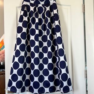 White Contrast Polka Dot Print Maxi Skirt
